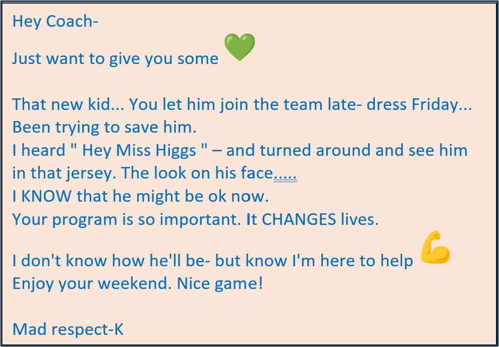 Email from Director Higgs